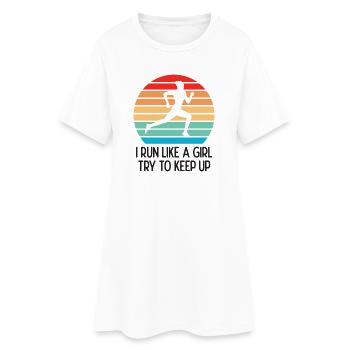 Marathon - Je cours comme une fille. Essayez de suivre. - Robe T-shirt Femme - blanc - Devant