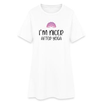 Ich bin netter nach dem Yoga - Frauen T-Shirt-Kleid - Weiß - Vorne