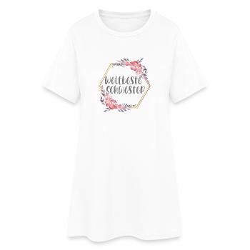Weltbeste Schwester Schwesterherz Geschenk - Frauen T-Shirt-Kleid - Weiß - Vorne