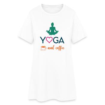 Yoga et café - Robe T-shirt Femme - blanc - Devant