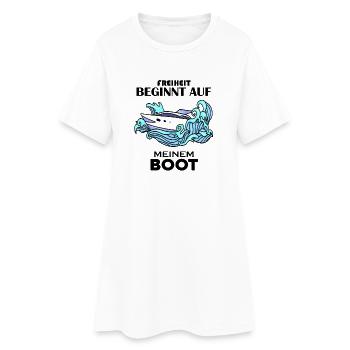 Boote Motorboot - Frauen T-Shirt-Kleid - Weiß - Vorne