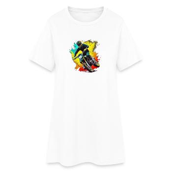 Motocross Farbexplosion - Frauen T-Shirt-Kleid - Weiß - Vorne