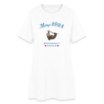 Mama 2024, Superkraft Geduld, Faultiermama - Frauen T-Shirt-Kleid - Weiß - Vorne