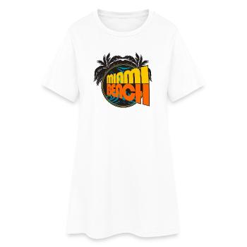 Miami Beach Retro Palms - Robe T-shirt Femme - blanc - Devant