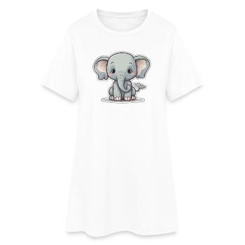 Whimsical Baby Elephant Charm - Women’s T-Shirt Dress - white - Front