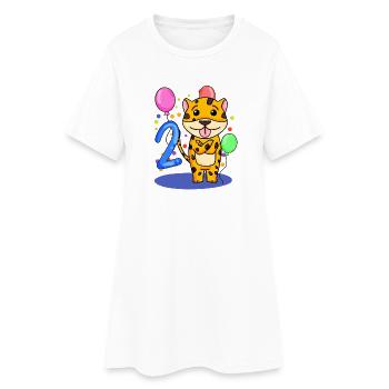 2 anniversaire 2 ans avec motif animal - deux - Robe T-shirt Femme - blanc - Devant