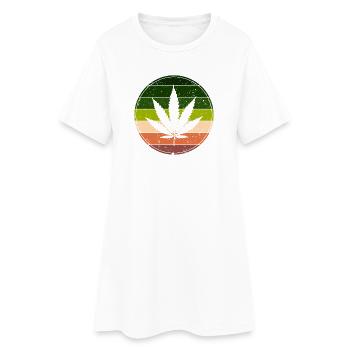 Cannabis arc en ciel retro rond - Robe T-shirt Femme - blanc - Devant