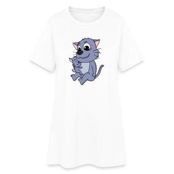 Famille de chats - Chat avec bébé - Robe T-shirt Femme - blanc - Devant