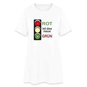 Ampel rot ist das neue Grün - Frauen T-Shirt-Kleid - Weiß - Vorne