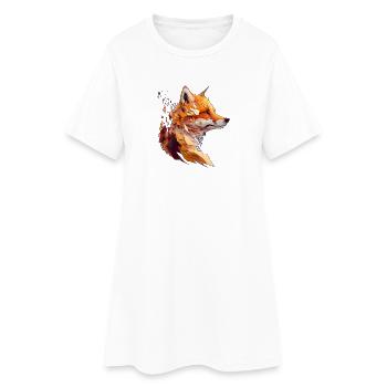 Polygon Fuchs Design, Hübscher Fuchs - Frauen T-Shirt-Kleid - Weiß - Vorne