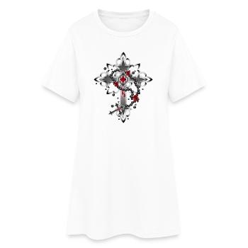 Croix faite d’éléments gothiques et chapelet - Robe T-shirt Femme - blanc - Devant