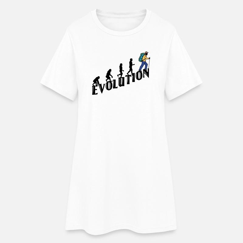 Wandern Evolution Wanderer Wanderung Klettern - Frauen T-Shirt-Kleid - Weiß