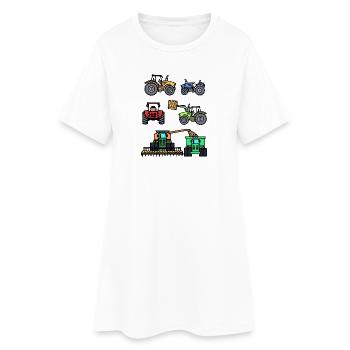 Machines agricoles Véhicule utilitaire Tracteur - Robe T-shirt Femme - blanc - Devant