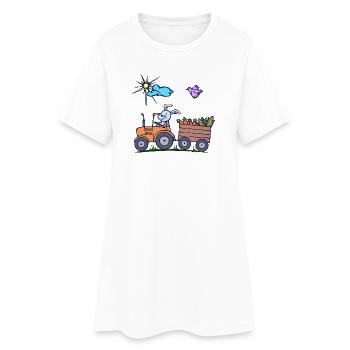Traktor Landwirt Feld Fahrzeug Landmaschinen - Frauen T-Shirt-Kleid - Weiß - Vorne