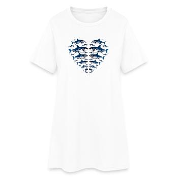 Shark Heart - Frauen T-Shirt-Kleid - Weiß - Vorne