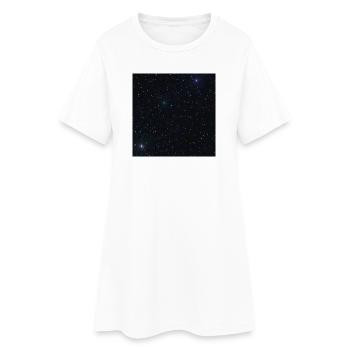 romantische naturmuster, sternenmotiv dunkel - Frauen T-Shirt-Kleid - Weiß - Vorne