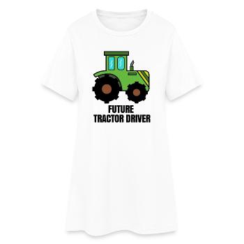 Biobauer Traktor Kraftfahrzeug Trecker Statement - Frauen T-Shirt-Kleid - Weiß - Vorne