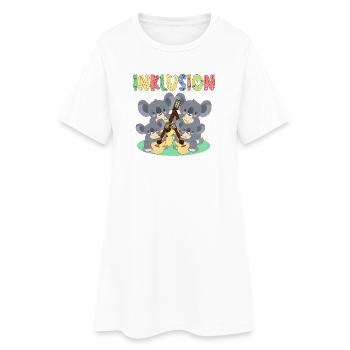 INKLUSION VIELFALT - GLEICHBERECHTIGUNG - FAMILIE - Frauen T-Shirt-Kleid - Weiß - Vorne