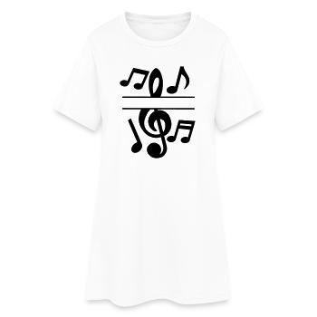 Notes de musique et bannière de texte clé - Robe T-shirt Femme - blanc - Devant