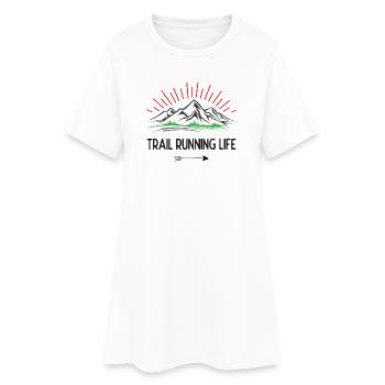 Trailrunning-Leben - Frauen T-Shirt-Kleid - Weiß - Vorne