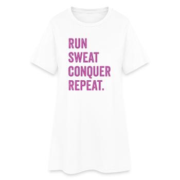 Courir. Sueur. Conquérir. Répéter. - Robe T-shirt Femme - blanc - Devant