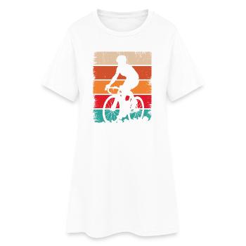Retro Sunset Cyclist Silhouette - Women’s T-Shirt Dress - white - Front