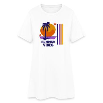 vacances d'été, vacances, vacances à-la mer - Robe T-shirt Femme - blanc - Devant