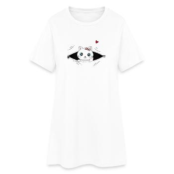 We Are Hoping It's A Kitten! Weiße Katze - Frauen T-Shirt-Kleid - Weiß - Vorne