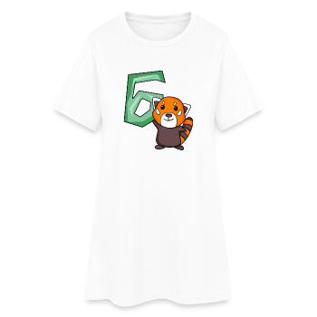 6th Birthday Motif Red Panda - six years old - Women’s T-Shirt Dress - white - Front