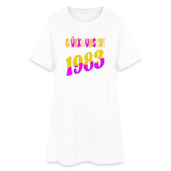 Glückwunsch 1983 - Retro Geburtsjahr 80s - Frauen T-Shirt-Kleid - Weiß - Vorne