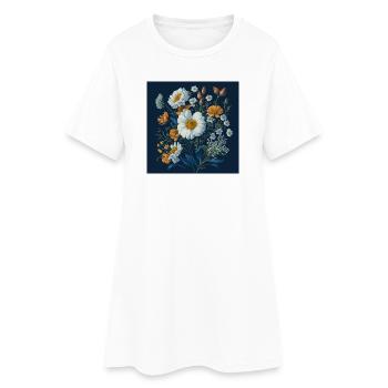 Fleur - Robe T-shirt Femme - blanc - Devant