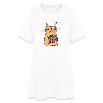 Soirée cinéma chat films regarder cinéma soirée télévision - Robe T-shirt Femme - blanc - Devant