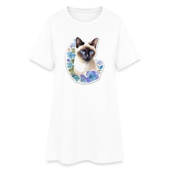 Chat siamois - Robe T-shirt Femme - blanc - Devant