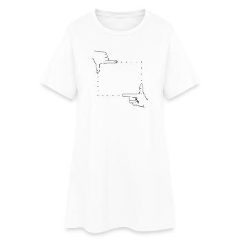 Détail de l’image des signaux de la main - Robe T-shirt Femme - blanc - Devant