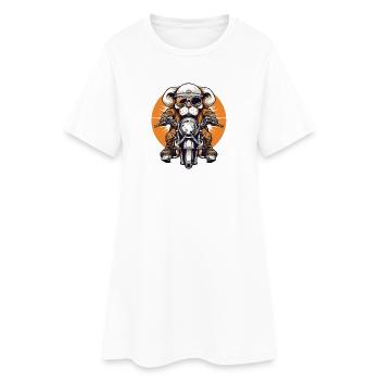 Hund auf Motorrad - Frauen T-Shirt-Kleid - Weiß - Vorne