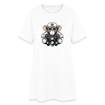 Affe auf Motorrad - Frauen T-Shirt-Kleid - Weiß - Vorne