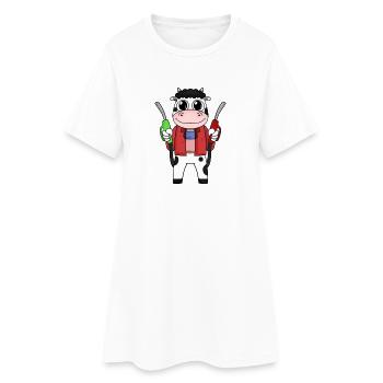 Préposé à la station-service station d’essence vache - Robe T-shirt Femme - blanc - Devant