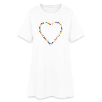 Regenbogen Herz Love LGBTQ+ - Frauen T-Shirt-Kleid - Weiß - Vorne