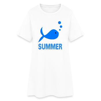 FISCH. APRILSCHERZ. FEIERTAG. SOMMER. OSTERN - Frauen T-Shirt-Kleid - Weiß - Vorne