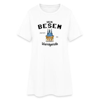 Mein Besen parkt in Wernigerode, Hexen, Fun Lustig - Frauen T-Shirt-Kleid - Weiß - Vorne