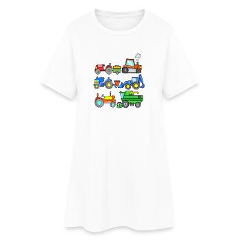 Véhicules de chantier - Robe T-shirt Femme - blanc - Devant