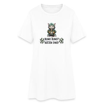 Katzen Hip Hop Design - Frauen T-Shirt-Kleid - Weiß - Vorne