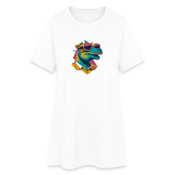 Dino Cool: Retro Ornithopods T-Shirt - Women’s T-Shirt Dress - white - Front