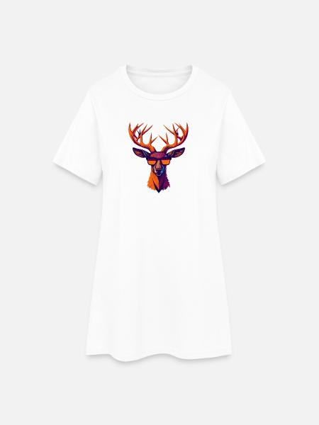 Retro Deer Revolt - Women’s T-Shirt Dress - white