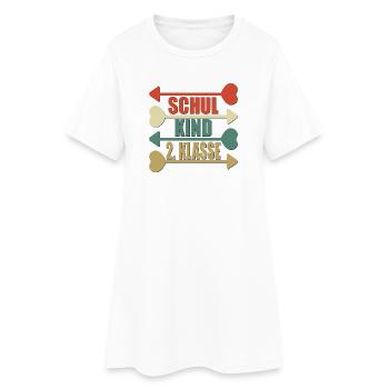 SCHULKIND 2. KLASSE RETRO GRUNDSCHULE - Frauen T-Shirt-Kleid - Weiß - Vorne