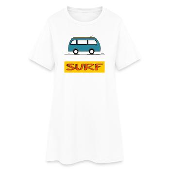SURF. POISSON. PLAGE. MER. OCEAN. HUMOUR. VACANCES - Robe T-shirt Femme - blanc - Devant