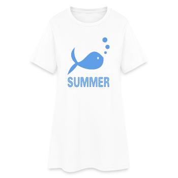 POISSON. PLAGE. MER. SURF. OCEAN. HUMOUR. VACANCES - Robe T-shirt Femme - blanc - Devant