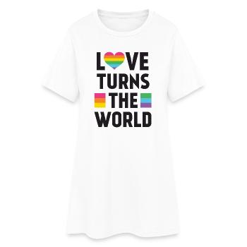 Mois de la fierté LGBT - L’amour tourne le monde - Robe T-shirt Femme - blanc - Devant