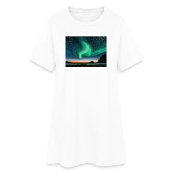 Aurores boréales - peinture à l’huile - Robe T-shirt Femme - blanc - Devant