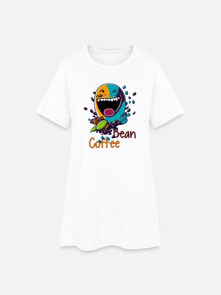 Lachende Kaffeebohne - Frauen T-Shirt-Kleid - Weiß